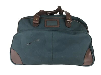 Unisex Adults Green Brown Double Leather Handles Wheels Rolling Duffle Bag - Image 1 of 4