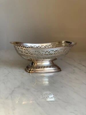 Magnifique Coupe Panier à Fruit en Argent Massif Anglais - Photo 1/4