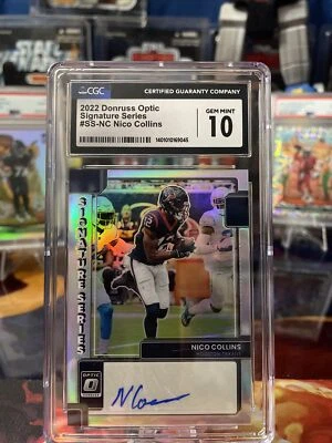 2022 Donruss Optic Nico Collins Signature Series Auto Prizm HOLO #SS-NC Texans - Image 1 of 2