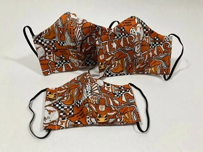 Mascarilla/cubierta Longhorn's de la Universidad de Texas (UT). Envío rápido, hecho a mano. Foto 1 de 4