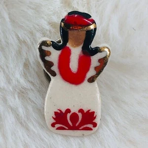 Kaha Maui Artist Pam Peterson Hawaiian Angel Porcelain Handmade Lapel Pin - Picture 1 of 2