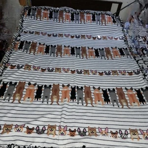 Corgie Peeking Over A Fence Paws Handmade Tie Blanket Oversize Throw 60"X75" - Picture 1 of 6