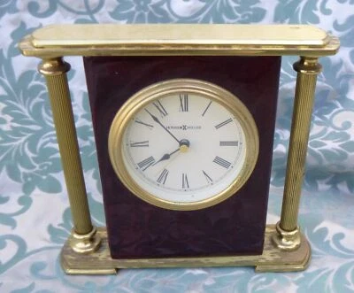 Howard Miller Desk Table/Shelf Brass column Clock Dark Academia - Image 1 of 4