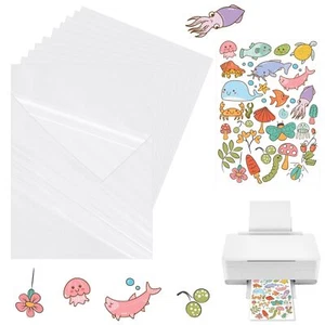 VMUTGA 30 Feuilles Papier Autocollant Imprimante 100% Transparent Film Autoco... - Photo 1/7