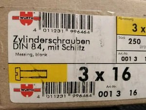 50 Stck Zylinderschraube Messing DIN84 Schlitzschraube 3x16mm Modellbau freiHau - Picture 1 of 7