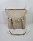 Baggallini Cream Quilted Carry All Zip Top Large Travel Tote Bag