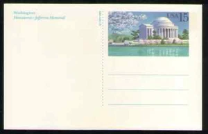 US. UX144. 15c. Jefferson Memorial. MNH. 1989 - Picture 1 of 2