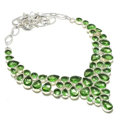 Tsavorite Gemstone Handmade 925 Solid Sterling Silver Jewelry Dazzling Necklace - Image 1 of 4