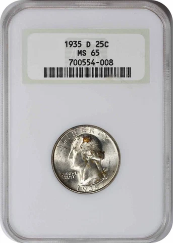1935-D Washington Quarter MS65 NGC Cover