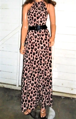 Leopard Print Halter Wide Leg Jumpsuit S - Image 1 of 4