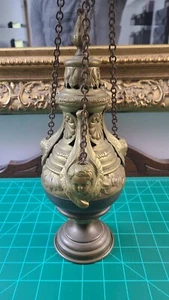 Catholic Orthodox Church Antique Brass Cherub Hanging Incense Burner ~ Rare - Picture 1 of 8