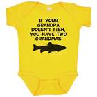 If Your Grandpa Doesn't Fish You Have Two Grandmas Fishing Baby Bodysuit (Yellow