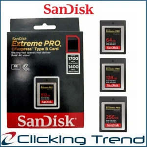 CF Card SanDisk Extreme PRO CFexpress Type B Card for RAW 4K VIDEO 1700MB/s - Picture 1 of 13