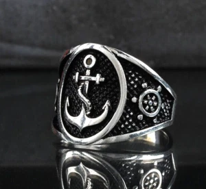 Sterling Silver Anchor Ring for Men - Picture 1 of 9