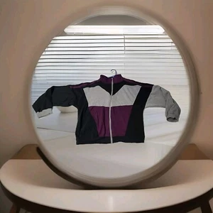 Vintage 80s Spalding Athletic Apparel Tracksuit Jacket Lg  Fullzip Purp Blk gray - Picture 1 of 10