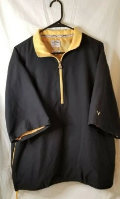 Callaway Golf Brushed Microfiber 1/4 Zip Pullover Black Jacket Yellow Large - Image 1 of 4