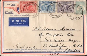 Cubierta de vuelo de 4 estampillas Australia Sydney a Londres 1931, buen estado - Imagen 1 de 1