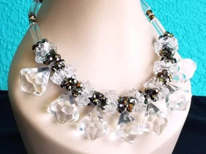 IRIS G HUGE Lucite & Austrian Crystal Runway Choker Necklace-One of a Kind-OOAK - Picture 1 of 12