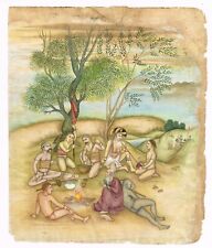 Indian Miniature Painting Of Holy Man Vintage Tantra Tantrik Art On Paper 8x9.5"
