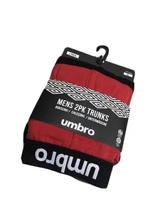 Umbro Boxer Trunks Mens XL Underwear Red Stretch Shorts Cotton 2 Pack A10 - Picture 1 of 6