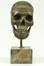 Exotic Art Sugar Skull Bones Skeleton Dia de Los Muertos Bronze Sculpture Gift