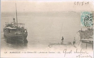 Navette à Touristes au Château d'IF à MARSEILLE 13 CPA écrite à Mme AGISSON 1905 - Imagen 1 de 2