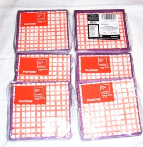 6 - 16ct Napkins Pantone Living Coral Grid Patterns, new 96 total Amscan 4 7/8" - Picture 1 of 2