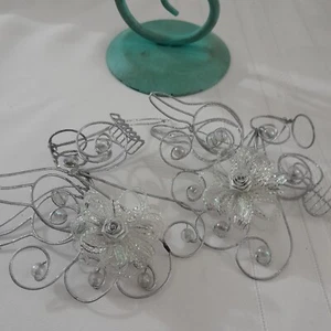 Musical Wire Angels Christmas Ornaments Set 2 Collectable Keepsake Silver - Picture 1 of 6