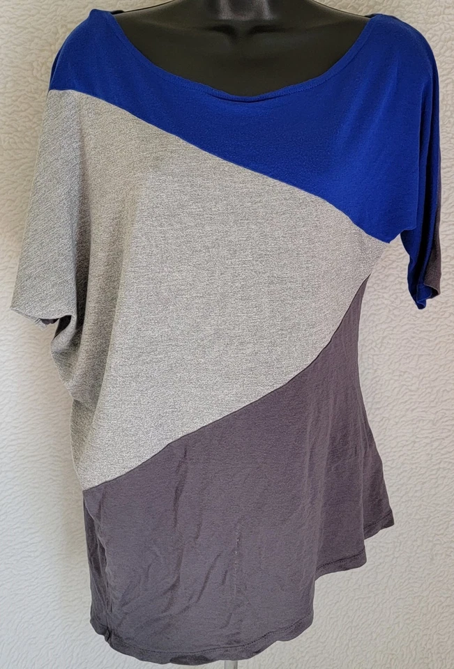 Camisa Blusa Bongo Mujer Talla M Mediana Azul Gris Rayas Foto 1 de 4