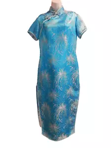 ABITO A TUNICA TURCHESE VINTAGE ORIENTAL ENTERPRISE STILE MANDARINO TAGLIA 42 - Foto 1 di 4
