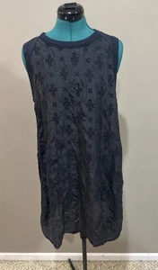 Johnny Was Glam Sis Tunika Kleid Schwarz 100% Seide Bestickt Ösen Neu mit Etikett M - Bild 1 von 9