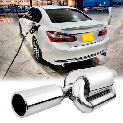 Silenciador de escape de doble bucle para Honda Accord Sport 2,5" entrada 4,0" punta pulida Foto 1 de 4