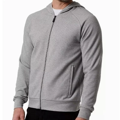 32 Degrees Heat Men's Full Zip Hooded Textured Jacket - Light Grey - Size Medium - Photo 1/4