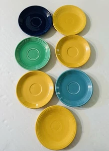 VTG Set Of 7 Various Colors Fiesta Coffee Cup Plates~GREAT Replacements~No Chips - Picture 1 of 8