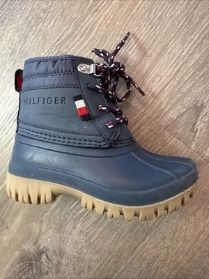 Tommy Hilfiger Lace Up Zip Duck Winter Rain Boots Kids Size 9 - Image 1 of 4