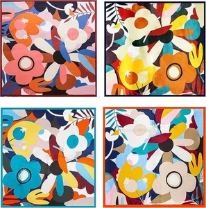 Women’s Multicolour Egg Flowers Silk Satin Square Fashion Head Scarf Neckerchief - Picture 1 of 21