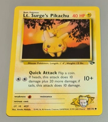 Lt. Surge's Pikachu # 84/132 Common Karte A Gym Challenge 2000 EN Mint Vintage - Bild 1 von 4