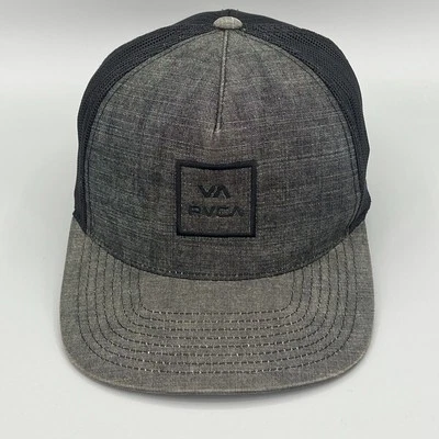 VA RVCA Snapback Trucker Hat Gray OS Adjustable Mid Fit Embroidered Mesh Back - Image 1 of 4