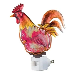 Gallo Pájaro Luz Nocturna Vidrio Enchufe EE. UU. Decorativo Naturaleza Decoración País - Imagen 1 de 2