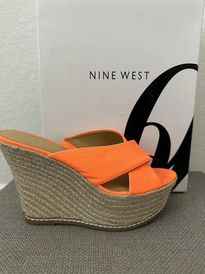 Sandalias de cuña Nine West naranja Dashall para mujer talla 6,5 Foto 1 de 4