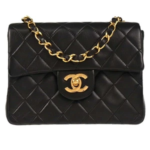 Chanel Black Lambskin Mini Classic Square Flap Shoulder Bag 17 177043 - Picture 1 of 10