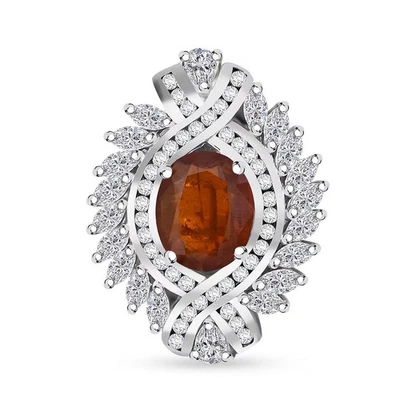 Tangerine Kyanite and White Zircon 7.75 ctw Twilight Crest Ring in Rhodium - Image 1 of 4