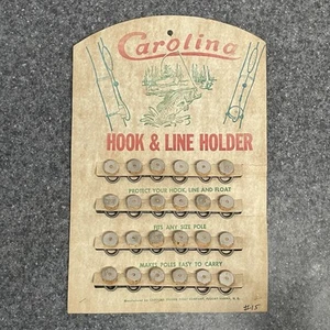 VTG ‘CAROLINA FISHING FLOAT CO.’ HOOK & LINE HOLDER CARDBOARD STORE DISPLAY 24pc - Picture 1 of 9