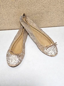 Papell Damengröße 7,5 GOLD Ballerina flach mit Ledersohle Pumps Sandale Absatzschuh - Bild 1 von 7