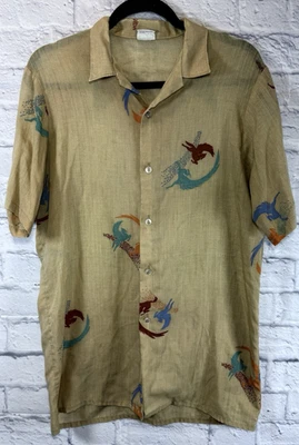 Camisa Montgomery Ward PEGASUS Mediana Marrón Transparente De Colección Hippy Mística Boho Delgada MCM Foto 1 de 4