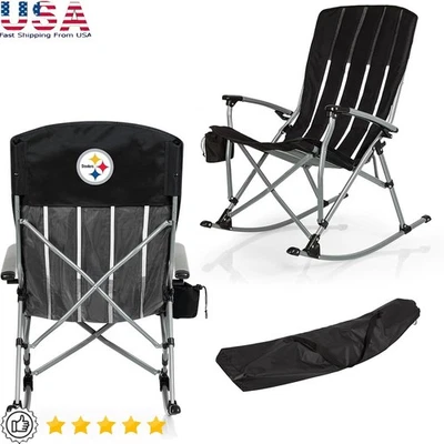 NFL Pittsburgh Steelers Mecedora Exterior Portátil Asiento de Campamento Relajación Nueva Foto 1 de 4