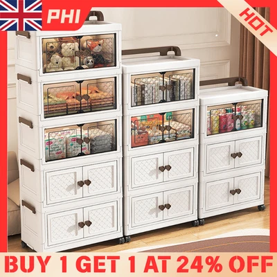Bathroom Storage Cabinet 3-Tier Free Standing Cupboard with Door Waterproof - Image 1 of 4