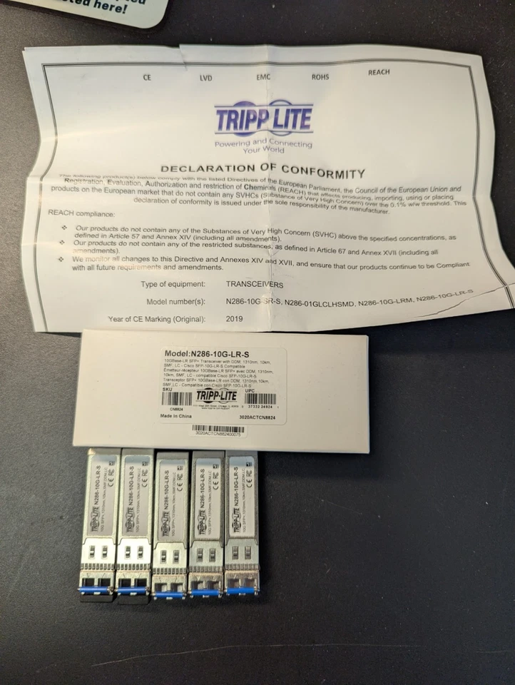 Tripp Lite N286-10G-LR-S 10G SFP+ Transceiver | Cisco Compatible | 10km SMF | LC - Image 1 of 3