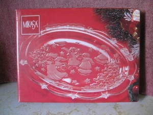 MIKASA OVALE WEIHNACHTEN FROST ENGEL KRISTALL 9" SCHALE IN OVP - Bild 1 von 3