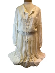 Banana Republic Heritage Collection IvorySilk Dress Size M Elastic Shirred Waist - Picture 1 of 11
